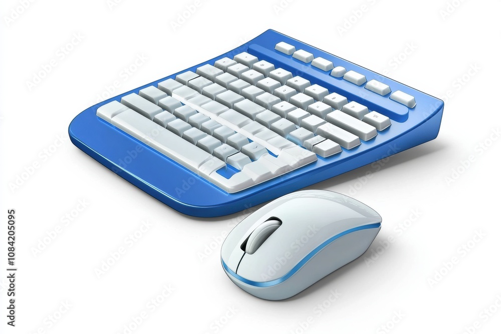 Poster this vibrant blue keyboard and matching mouse are perfect for enhancing productivity in a modern wor