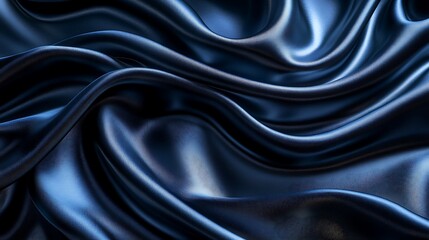 Fototapeta premium Black silk satin background with smooth waves