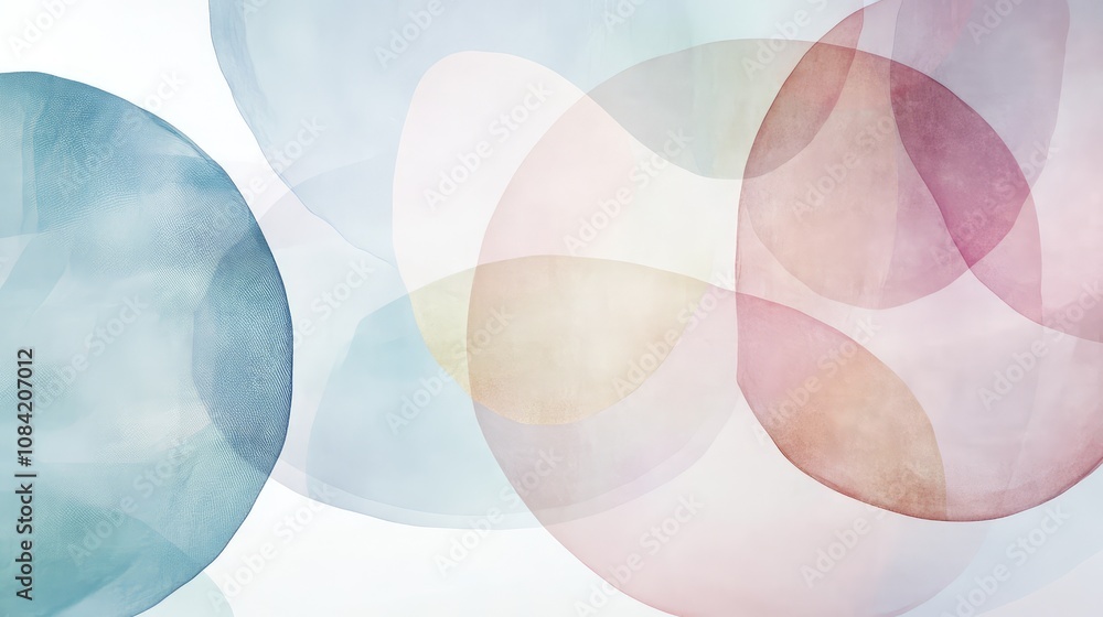 Poster subtle overlapping circles with soft pastel tones, creating a layered and transparent effect.
