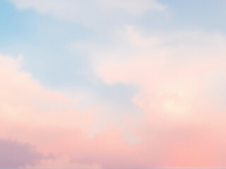 Obraz premium Soft pastel clouds fill the sky during a tranquil sunset over the horizon in a serene landscape setting