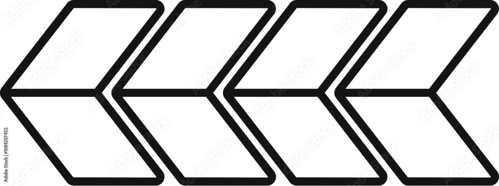 Poster four simple black arrows are pointing left, creating a minimalist graphic design