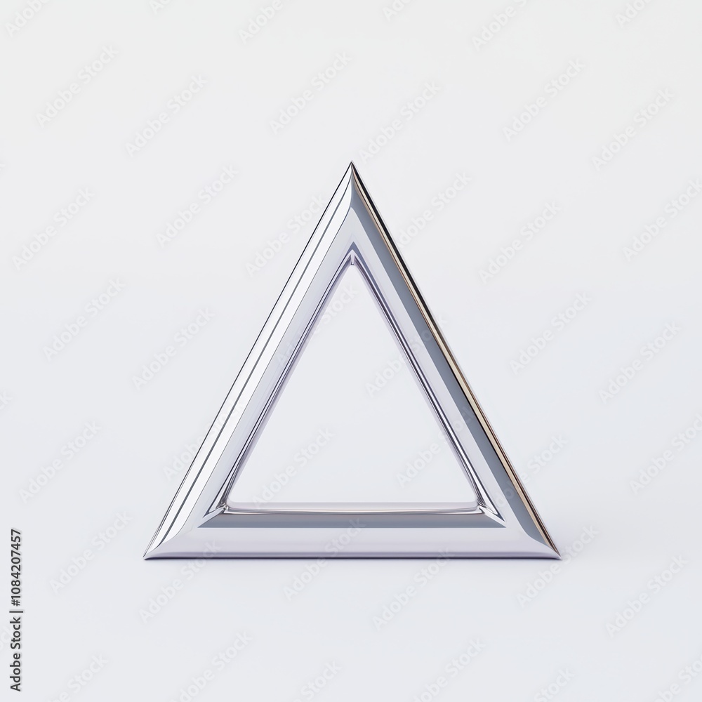 Poster silver triangle shape on a white isolated background