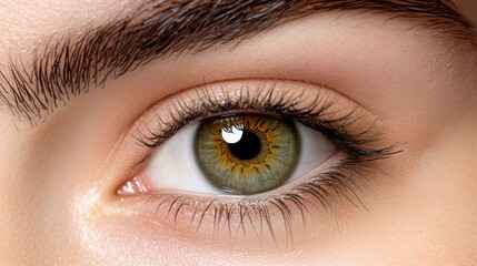 Obraz premium Close-up of a human eye showcasing a striking green iris and detailed eyelashes, Ideal for health, beauty, or vision-related projects, this image emphasizes the intricacies of human features,