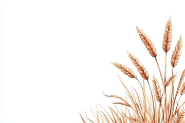 Naklejka premium Stylized illustration of wheat stalks on a white isolated background.