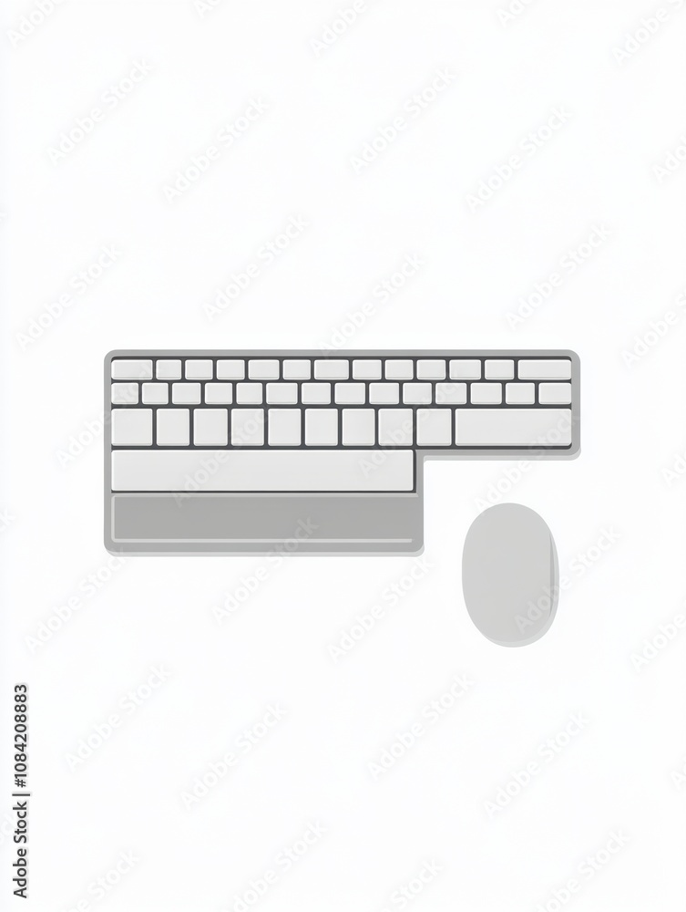 Fototapete a sleek keyboard with a matching mouse displayed on a pure white background, perfect for office or g