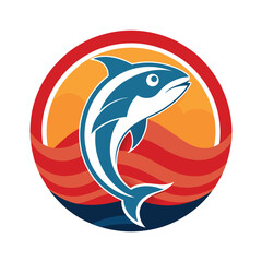 Obraz premium Shark Vector - Fierce Marine Predator Silhouette, Minimalist Ocean Life Design for Nautical and Wildlife Art