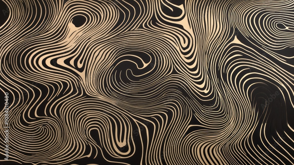 Poster thin, wavy lines crossing each other randomly to form an organic, abstract pattern.