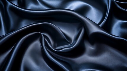 Obraz premium Black silk satin background with smooth waves