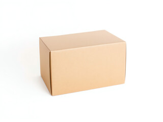 simple brown cardboard box resting on a white background suitable for packaging and shipping items or gifts