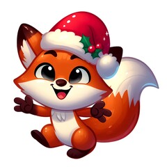 Cute Christmas fox Clipart is a great choice for creating cards, invitations, party supplies and decorations. AI generated.
