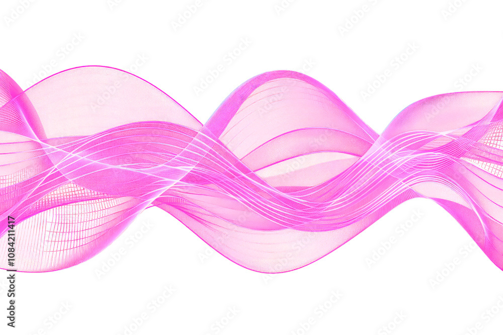 Poster a vibrant pink wave composed of intricate lines and patterns, creating a sense of movement and energ