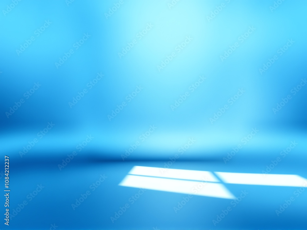 Poster bright blue interior with soft light filtering through a window creating a tranquil atmosphere in a 