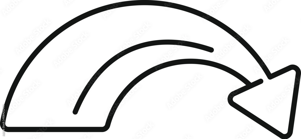 Poster simple curved arrow pointing down, ideal for representing return, redo, or a similar action in a use