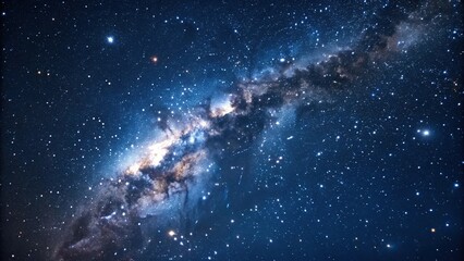 Fototapeta premium Deep space with numerous stars and galaxies in a dark blue background, galaxy, vastness