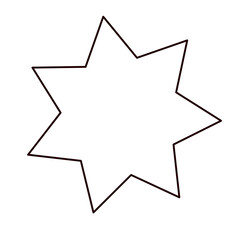Obraz premium an eight-pointed star shape. It is a simple outline with sharp, evenly spaced points, resembling a starburst or a star polygon. The lines are black on a white background