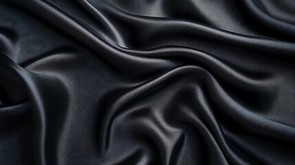 Obraz premium Black silk satin background with smooth waves