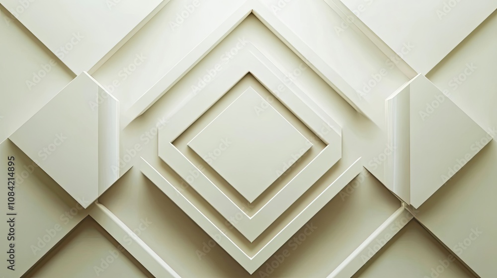 Poster abstract geometric pattern with white and off-white squares and rectangles