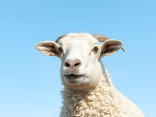 Fototapeta premium Sheep on isolated background look at camera