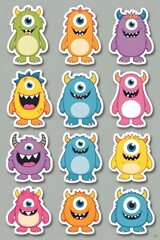 Twelve Adorable One-Eyed Monsters: A Collection of Colorful Cartoon Creatures for Kids