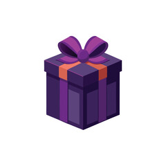 Obraz premium Unique Decorative Deep Purple Color Gift Box for Special Celebration. Vector Illustration on White Background