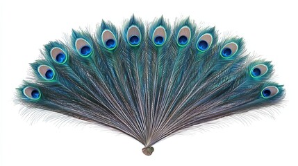 Obraz premium Peacock Feathers Fan Displaying Blue Eyespots