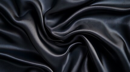 Obraz premium Black silk satin background with smooth waves