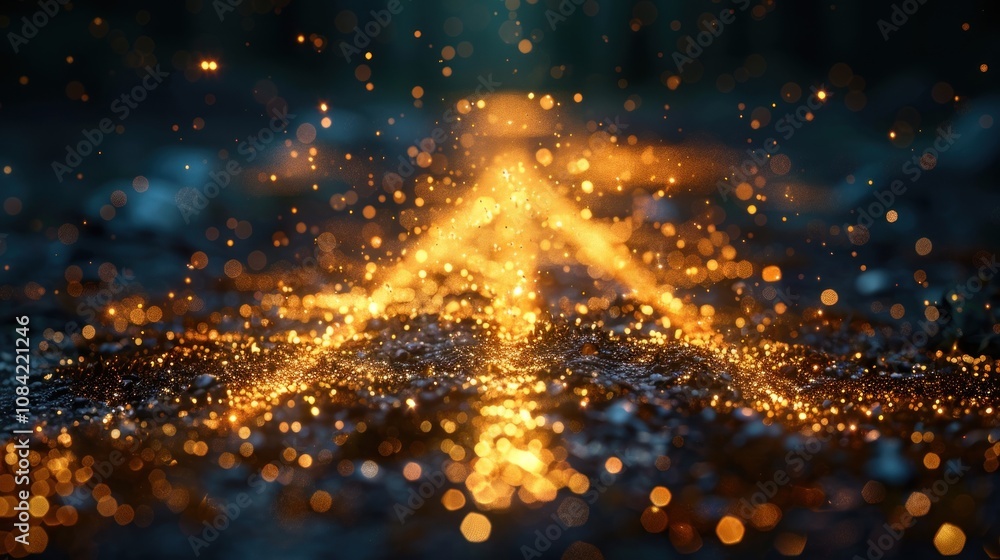Poster abstract background of glowing embers with bokeh and a dark background.