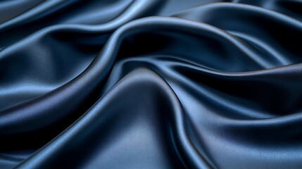 Fototapeta premium Black silk satin background with smooth waves