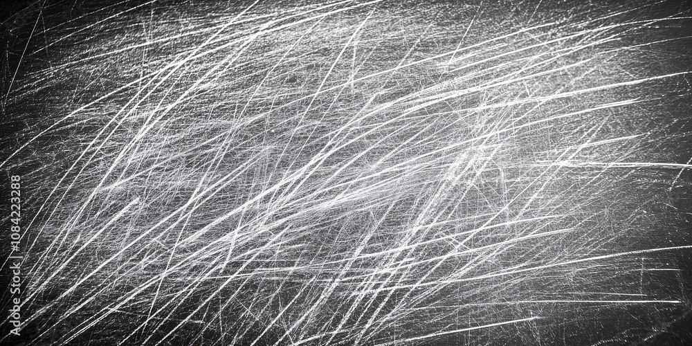 Poster textured surface with abstract white scratches on dark background