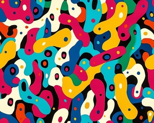 Obraz premium Candy colored bacteria swarm, sweet looking germs, sugar-coated pathogens, pop art microbiology