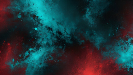 Obraz premium neon Turquoise, Red, Black glowing gradient background, a soft grainy noise texture with shimmering highlights and Smooth Transitions for a dynamic effect