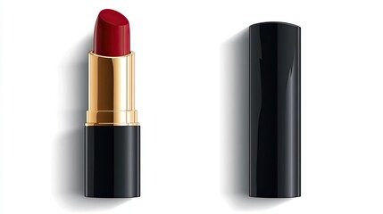 Obraz premium Red Lipstick with Gold Trim and Black Case