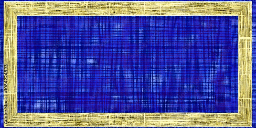 Poster Abstract blue and gold texture with rectangular frame