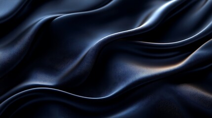 Fototapeta premium Black silk satin background with smooth waves