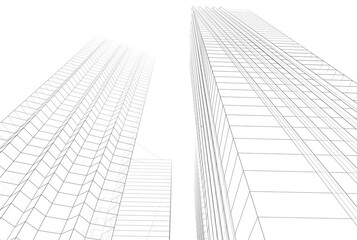 Fototapeta premium City architecture drawing 3d illustration