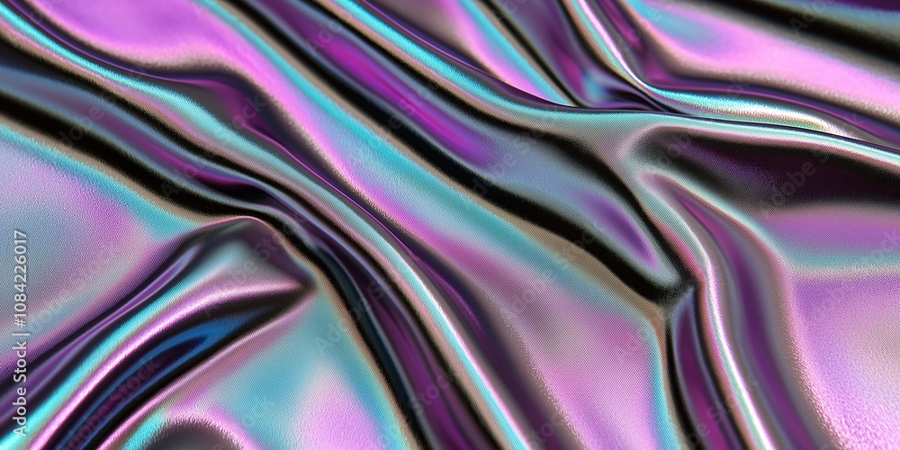 Poster iridescent fabric with flowing waves stunning visual effect