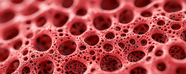 Insulin resistance, fat concept. Abstract visualization of porous red structure with intricate patterns