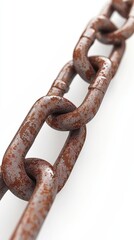 Fototapeta premium A close-up of a rusty metal chain link, showcasing its texture and wear, emphasizing age and durability in a minimalistic composition.