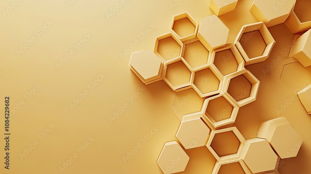 Aufkleber abstract background of 3d interlocking hexagons in yellow