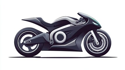Fototapeta premium Futuristic Electric Motorcycle Design with Sleek Lines and a White Background