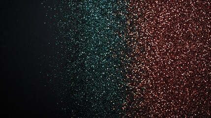 Obraz premium A mesmerizing gradient of shimmering particles, blending shades of teal and copper, creating a dynamic, abstract background effect.