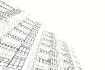 Fototapeta premium Architectural drawing sketch 3d illustration
