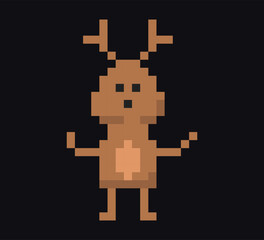 Obraz premium Deer 8-bit icon, Deer pixel art item.