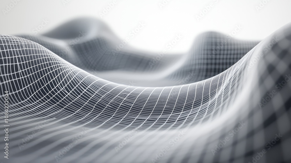 Poster asymmetric lines in a grid format, gently curving and blending into each other.