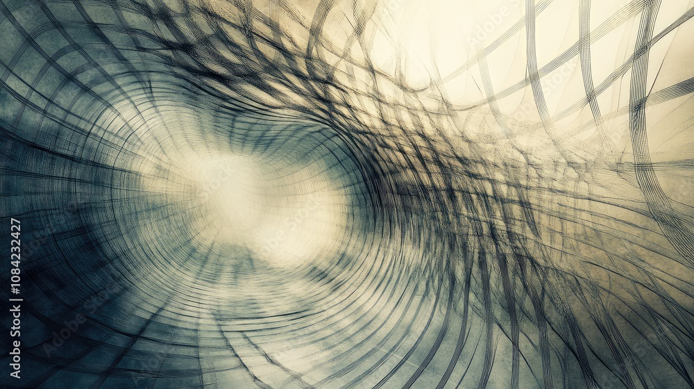 Poster asymmetric lines in a grid format, gently curving and blending into each other.