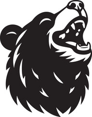 Obraz premium A bear head tilted slightly back mouth open in laughter vector silhouette design