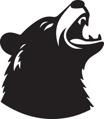 A bear head tilted slightly back mouth open in laughter vector silhouette design