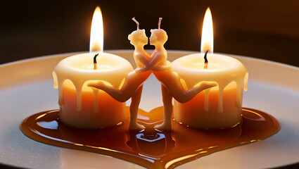 "Eternal Flame: Romantic Melted Candle Illusion"