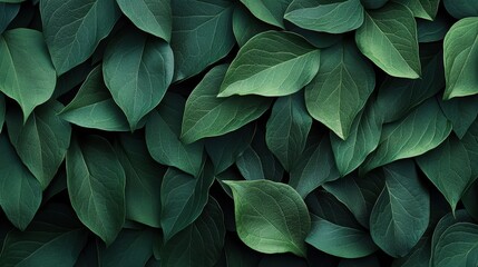 Obraz premium A lush arrangement of vibrant green leaves creates a rich texture perfect for backgrounds in nature-themed projects, eco-friendly marketing, or organic product designs,