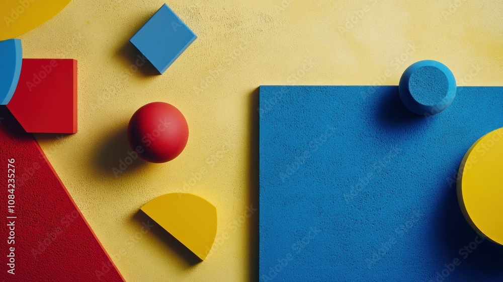 Poster abstract composition with geometric shapes and colors